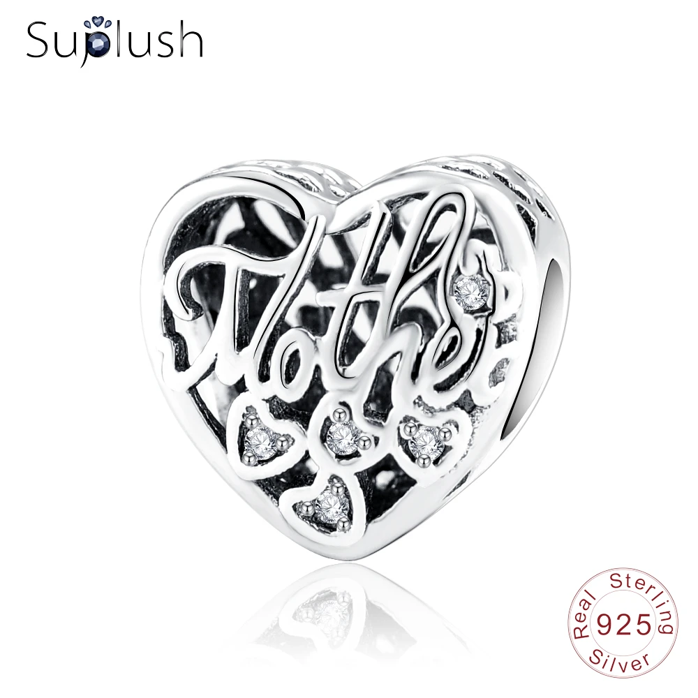 Suplush новый дизайн серебряный шарм 100% Серебро 925 пробы мама и сын Шарм бусины