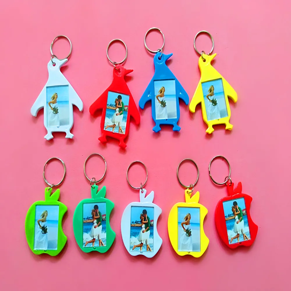 1 шт. пустые акриловые брелоки в форме пингвина яблока пластиковые с фото цветные