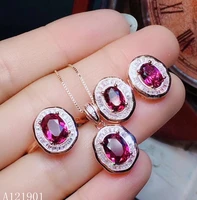 kjjeaxcmy exquisite jewelry 925 silver previous natural aluminum magnesium garnet girl ring necklace dropping ear nail set