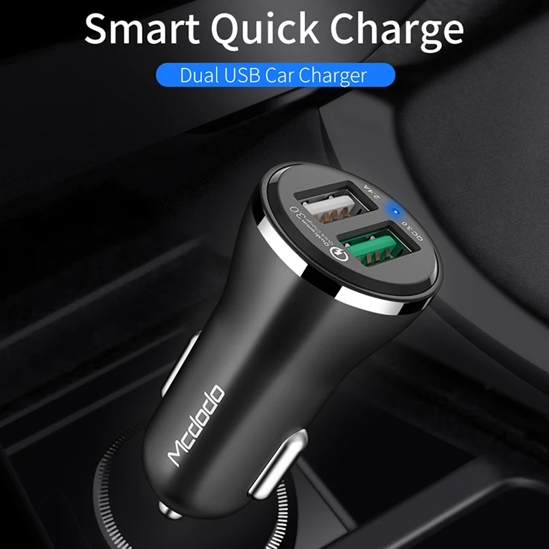 Автомобильное зарядное устройство MCDODO 30 Вт с двумя usb портами быстрая зарядка 3 0