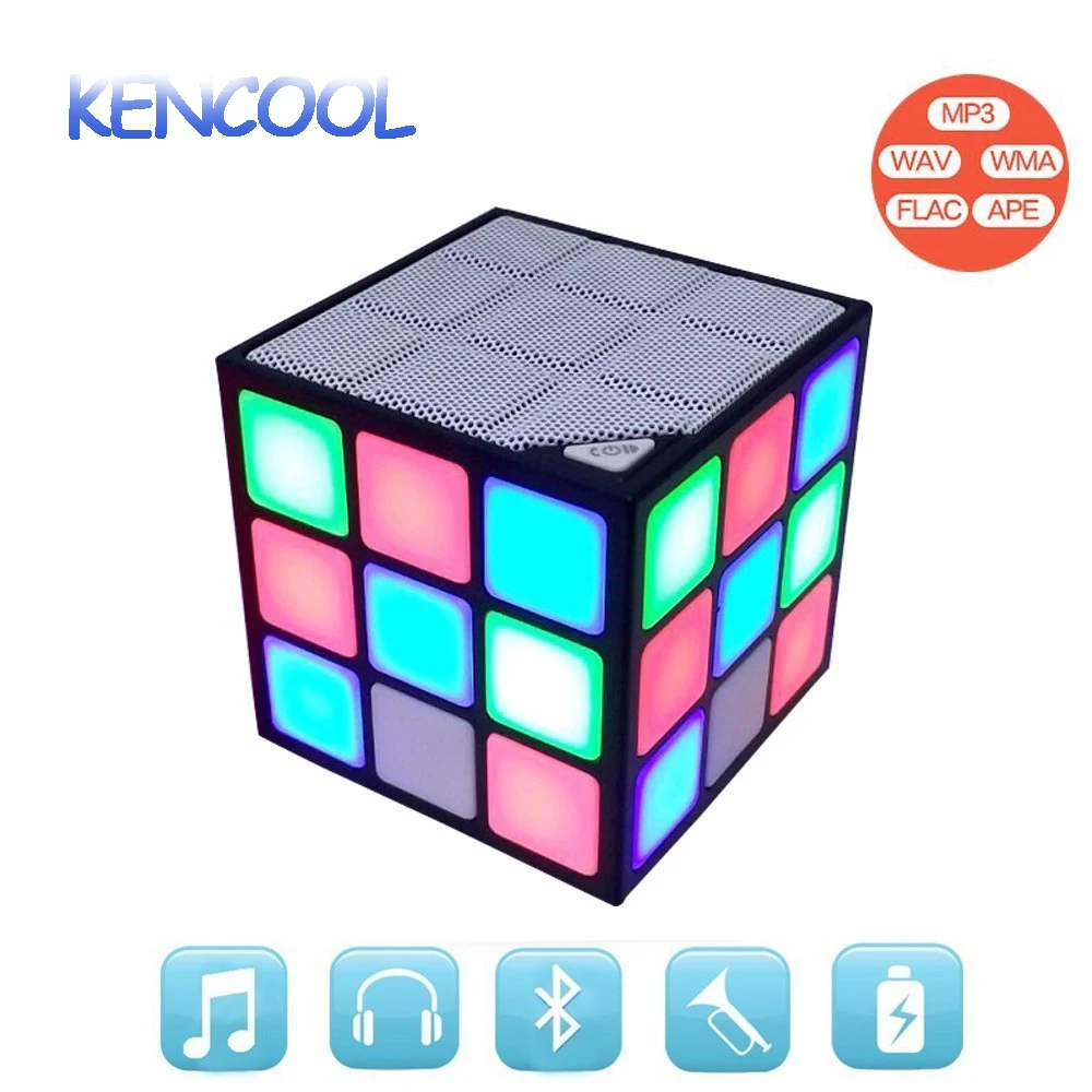 KENCOOL мини Беспроводной Динамик с красочными светодиодный вспышки света 3D