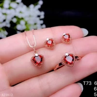 kjjeaxcmy exquisite jewelry 925 silver inlaid natural garnet female ring dropping ear nail mini suit support detection