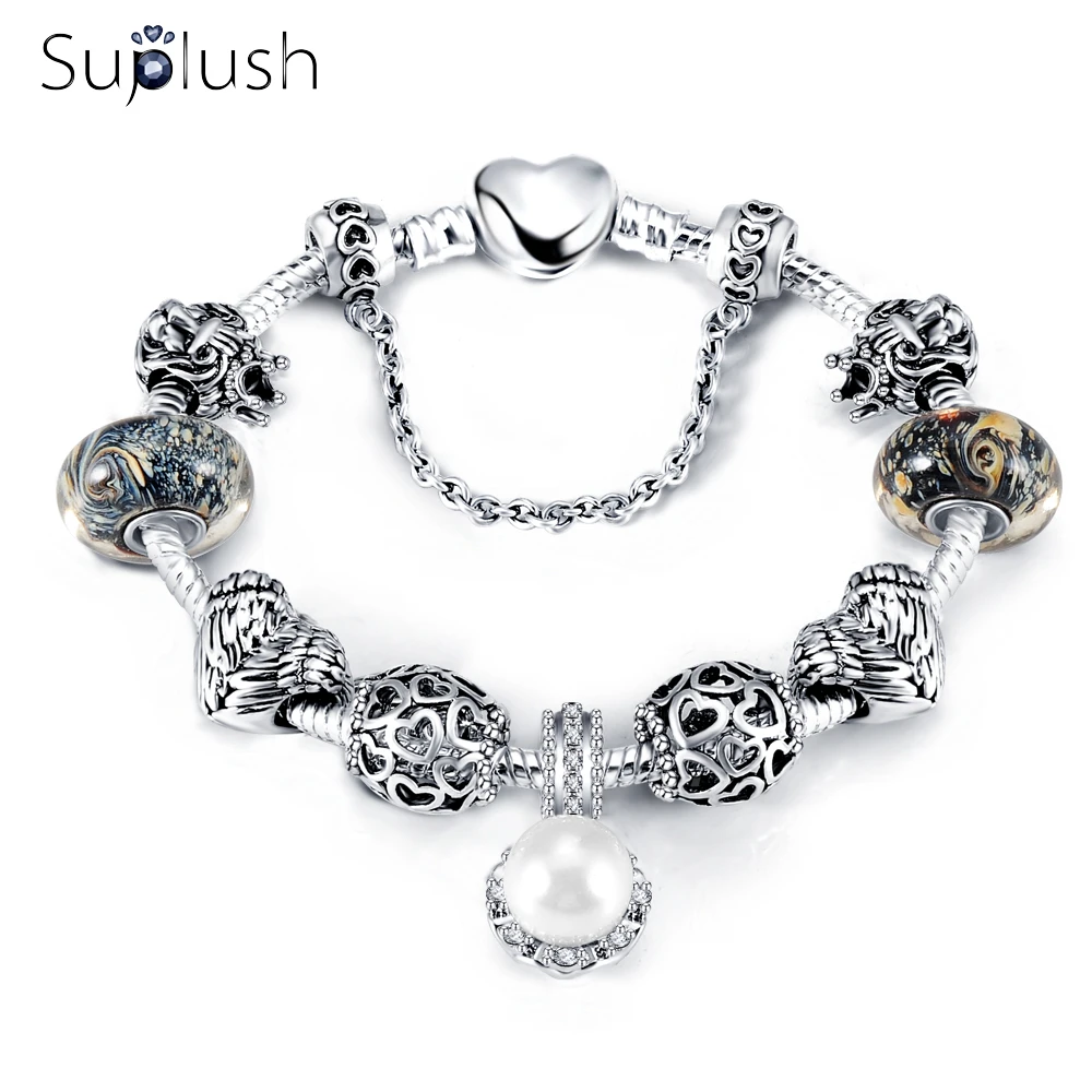 Акция продажа античный серебряный цвет Шарм браслет и подходит оригинальный