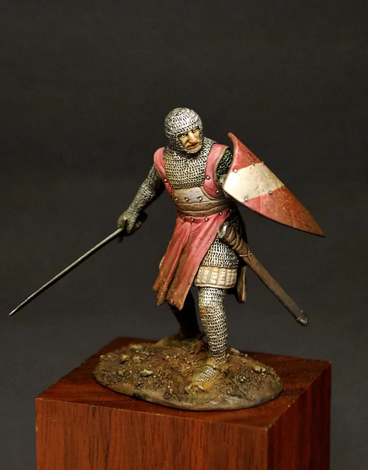 [Loong Way Miniatures] тартан Немецкий Рыцарь 13 го века 54 мм миниатюрная смола|Аксессуары