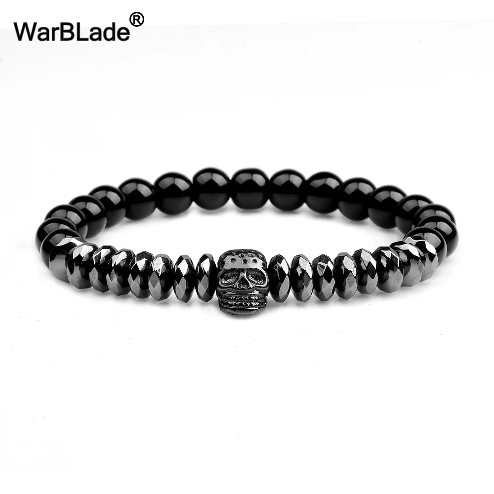 WarBLade новые гематитовые Бусы Браслеты титановая сталь Череп Корона браслеты