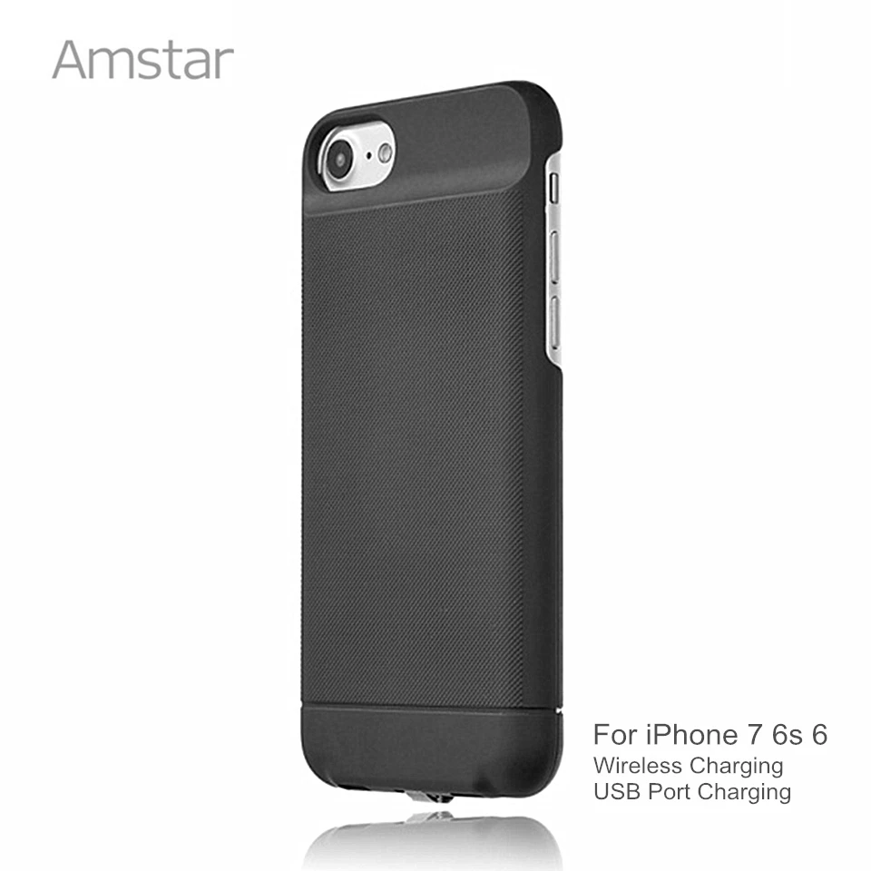 Amstar Qi Беспроводное зарядное устройство приемник чехол для iPhone 7 6s 6 3в1
