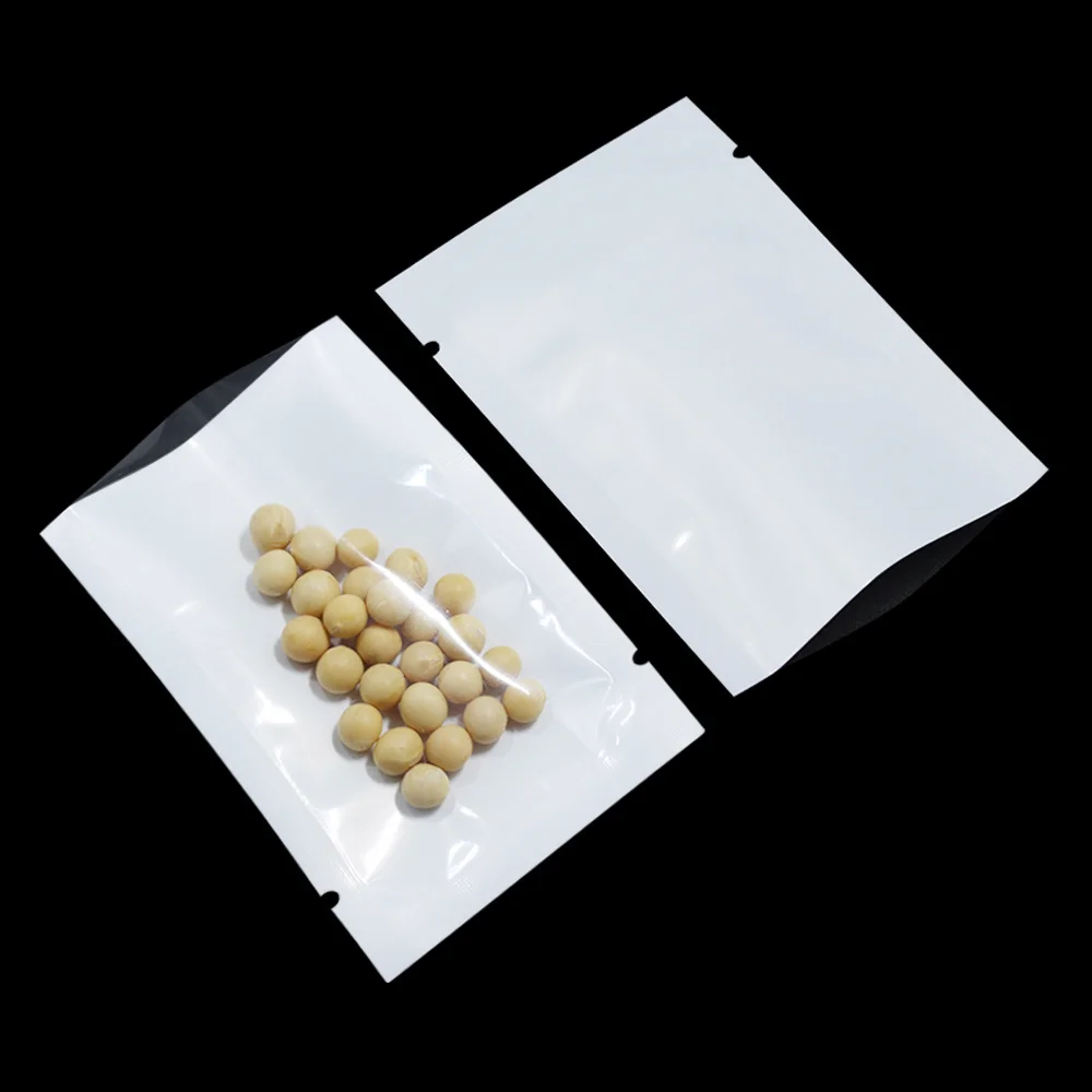 

200Pcs 10x15cm Clear Plastic Package Bags Food Grade Storage Bags Heat-seal White Vacuum Top Opening Bags for Christmas Supplies