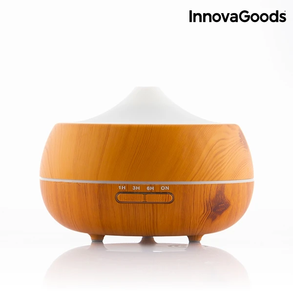 Увлажнитель Арома диффузор с подсветкой светодиодный Innovagoods деревянный. эффект
