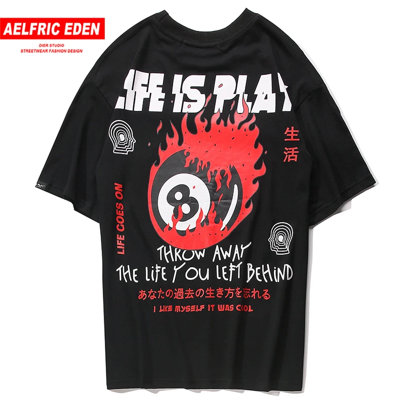 Aelfric Creative Billiard Number Eight Printed T-Shirt 2019 Summer Japanese Style Women Fashion T Shirt Cotton Tshirt Streetwear | Женская