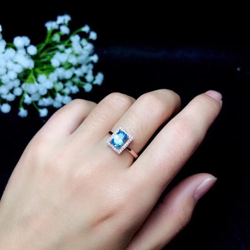 KJJEAXCMY exquisite jewelry 925 Silver-inlaid Natural Blue Topaz Earrings Rings and Necklace Taoz Support Detection | Украшения и