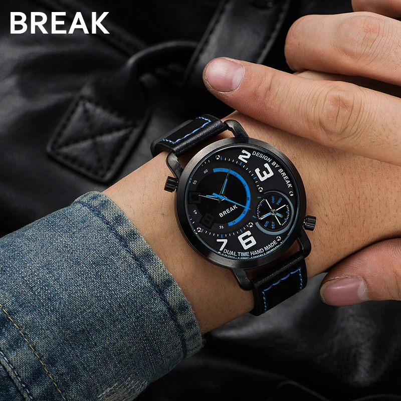 Мужские повседневные кварцевые наручные часы BREAK Top черные водонепроницаемые с