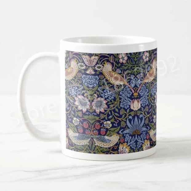 Горячая Nouveau William Morris Стиль Кофе молока Чай кофейная кружка в виде Темно-синие