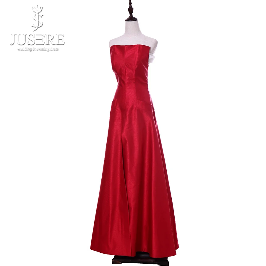 Robe De Soiree Jusere Red Evening Dress A-Line Boat Neck Sleeveless Floor Length Formal Party Gown Long Evening Dresses