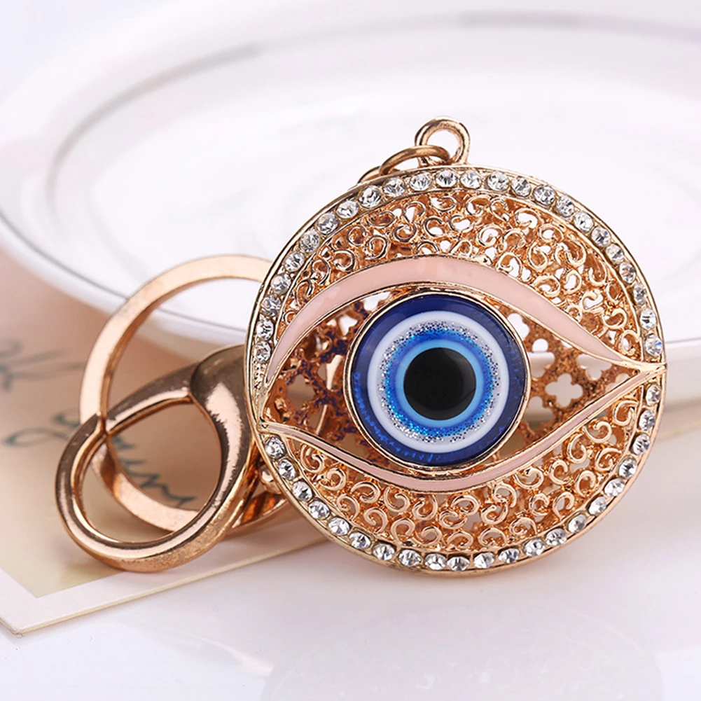 Women Big Eye Hollow Out Round Pendant Keychain Car Key Ring Purse Bag Ornament | Украшения и аксессуары