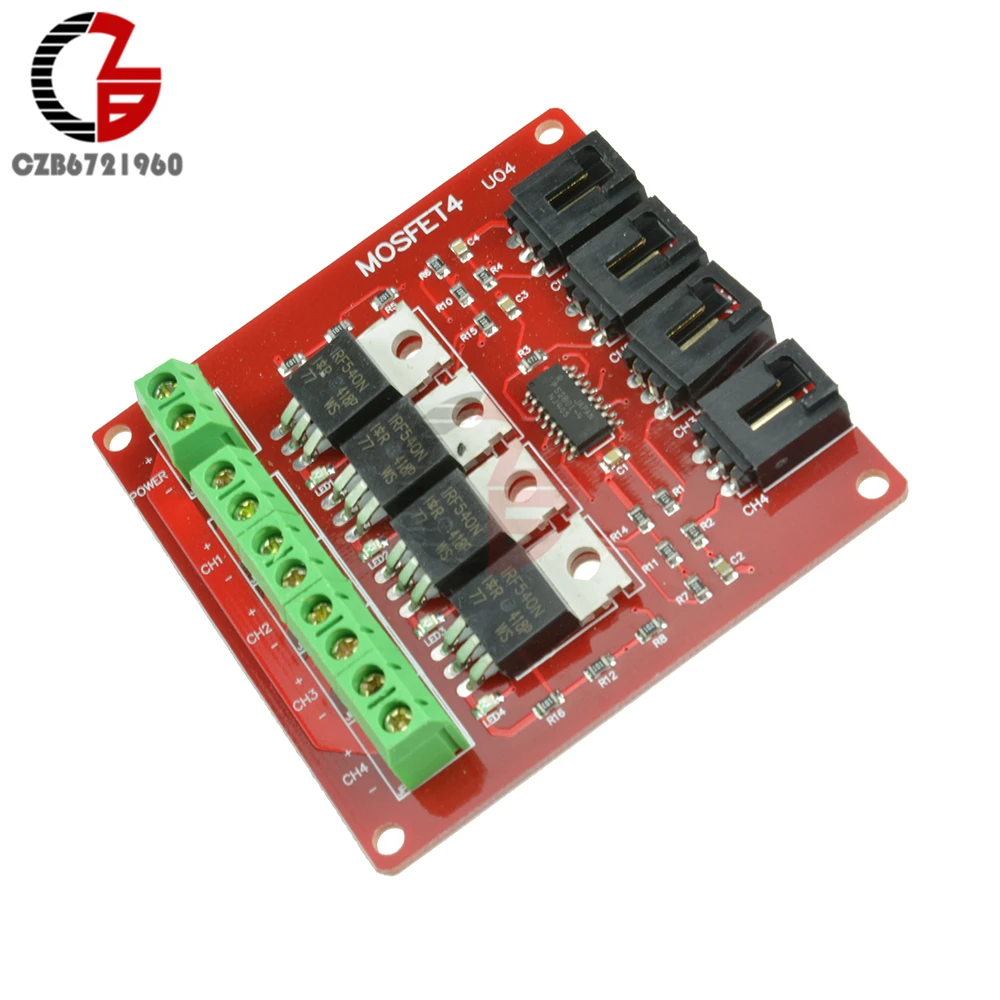 4 канальная Кнопка MOSFET IRF540 V2.0 + модуль для Arduino драйвер двигателя освещение диммер