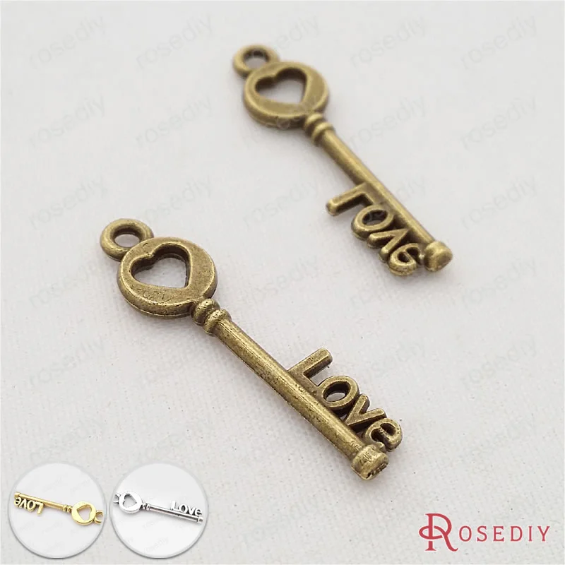 50 шт. 30*8 мм античная бронза латунь сплав цинка Love Брелоки Diy ювелирные изделия