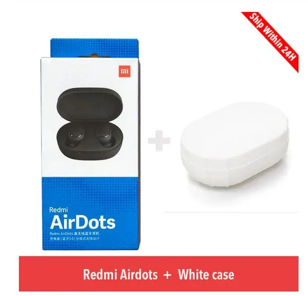 Add White case Xiaomi Redmi Airdots TWS синий зуб стерео Бас синий зуб 5,0 с микрофоном громкой связи Ea rbuds AI управление - Цвет: Add White case