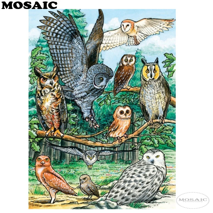 

Алмазная вышивка Mosiac с изображением совы, 5D алмазная живопись своими руками, вышивка крестиком, полная вышивка стразы, живопись, домашнее ис...