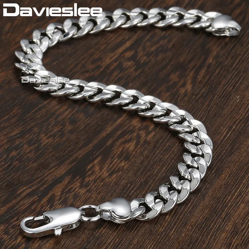 Davieslee 9 мм 20 см 23 мужской браслет для женщин 585 розовое золото заполненное
