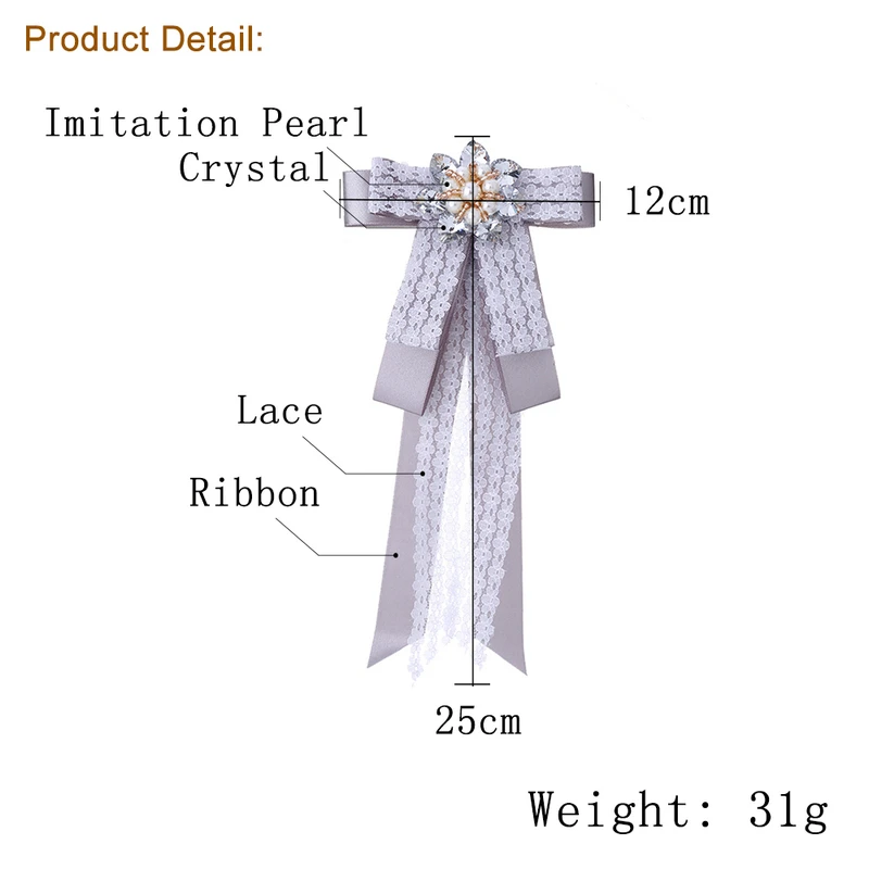 New Fashion Lace Fabric Big Flower Rhinestone Bow-knot Brooch for Women Luxurious Hand Made Jewelry Accessories Wholesale | Украшения и