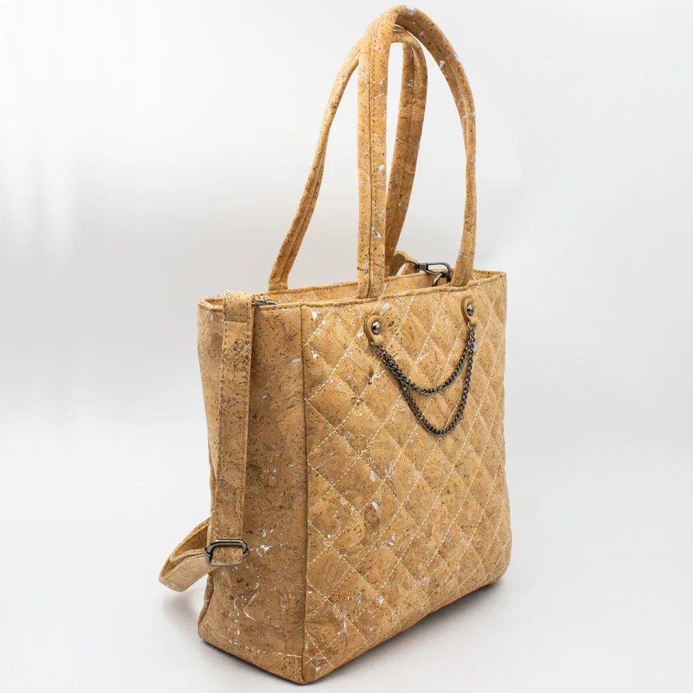 Отправка из Португалии пробка с серебряной стеганой сумкой сумочка веганский