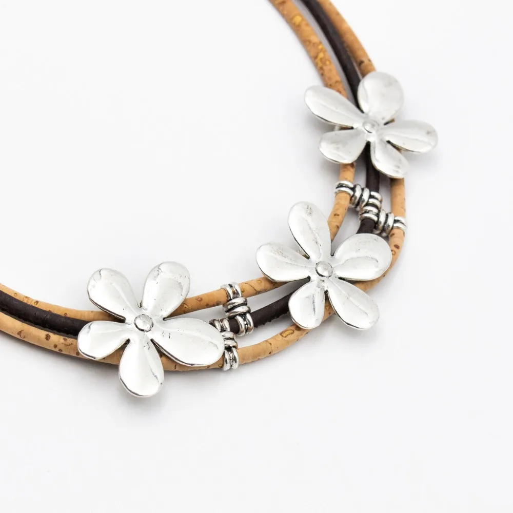 Португалия ожерелье из пробки Натуральная пробка три цветка сплав бренд