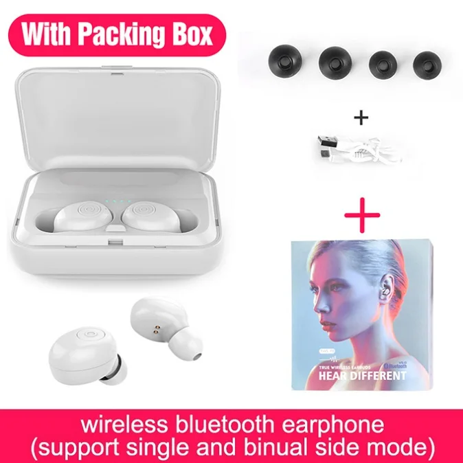 Earphone With Box F9 True беспроводные наушники 5D стерео Bluetooth наушники мини TWS водонепроницаемые наушники с 1300 мАч power Bank наушники Pk X8 T2c - Цвет: Earphone With Box