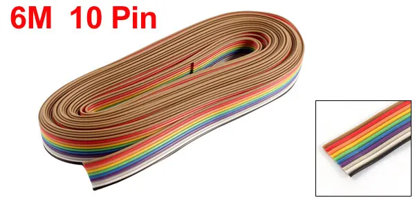 UXCELL 6 м/20 футов Длина 13 мм Ширина 10 Pin 10 способ радужного цвета плоский ленточный кабель Idc провод 1,27 мм DIY для FC IDC 2,54 мм разъем