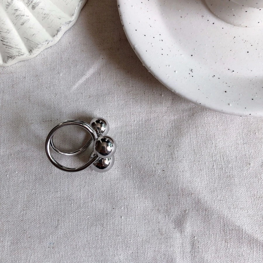 Винтажные панк три кольца шариков серебряные Chilli ювелирные изделия с ударом