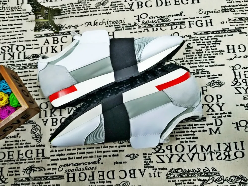 Новинка года дизайнерские Брендовые женские Мужская обувь без каблука модные красные весь белый кожа сетка смешанные Цвет тренер бегун обувь унисекс