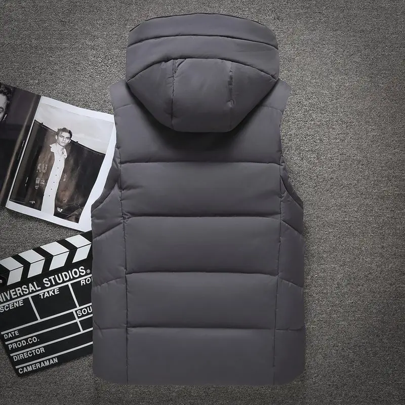 Мужской зимний жилет на 90% белом утином пуху модный со съемным капюшоном Мужская