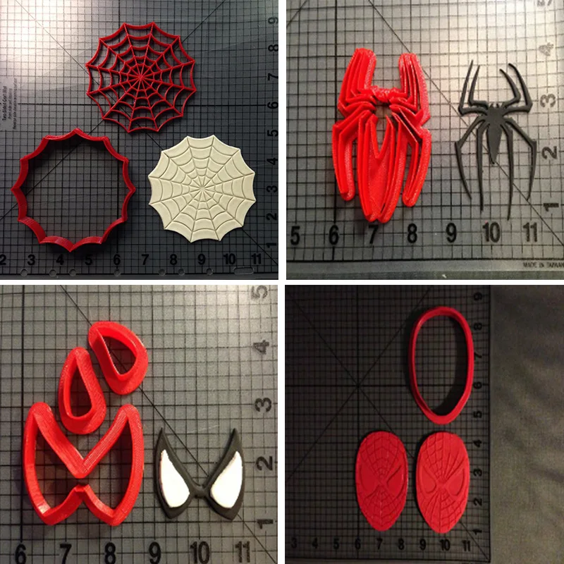 Film Super Hero Spiderman Face Eyes Spider Web Cookie Cutter Set Made 3D Printed Fondant Cupcake Top Cake Decorating Tool | Дом и сад