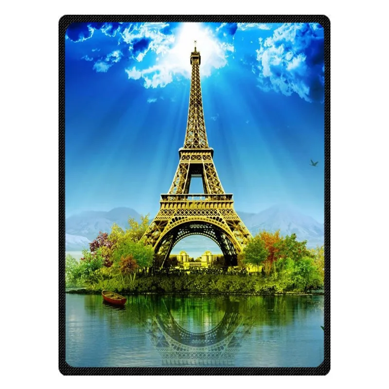 Фланелевое флисовое покрывало на заказ одеяло с рисунком Эйфелевой башни дивана