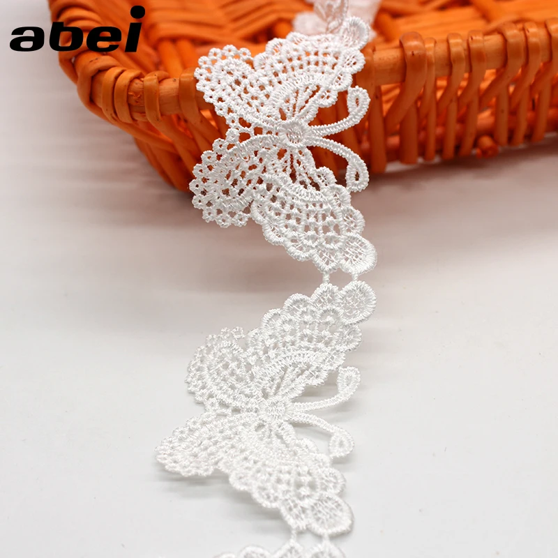 2 ярдов/партия качественная белая кружевная лента с бабочкой сделай сам ручная