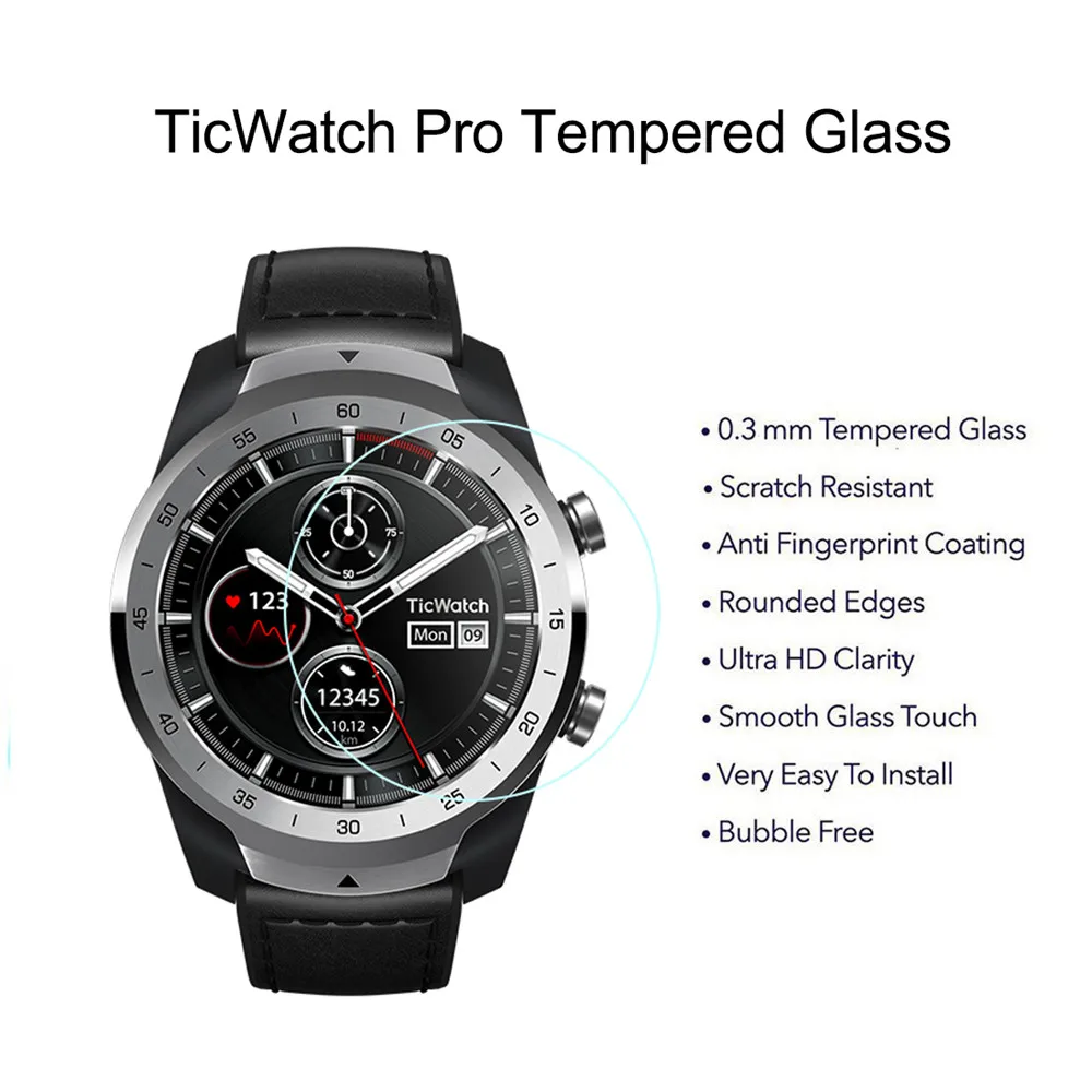 Для Ticwatch Pro Закаленное стекло протектор экрана 0,3 мм 2.5D 9 H твердость прозрачная Анти-Царапины Взрывозащищенная стеклянная защитная пленка