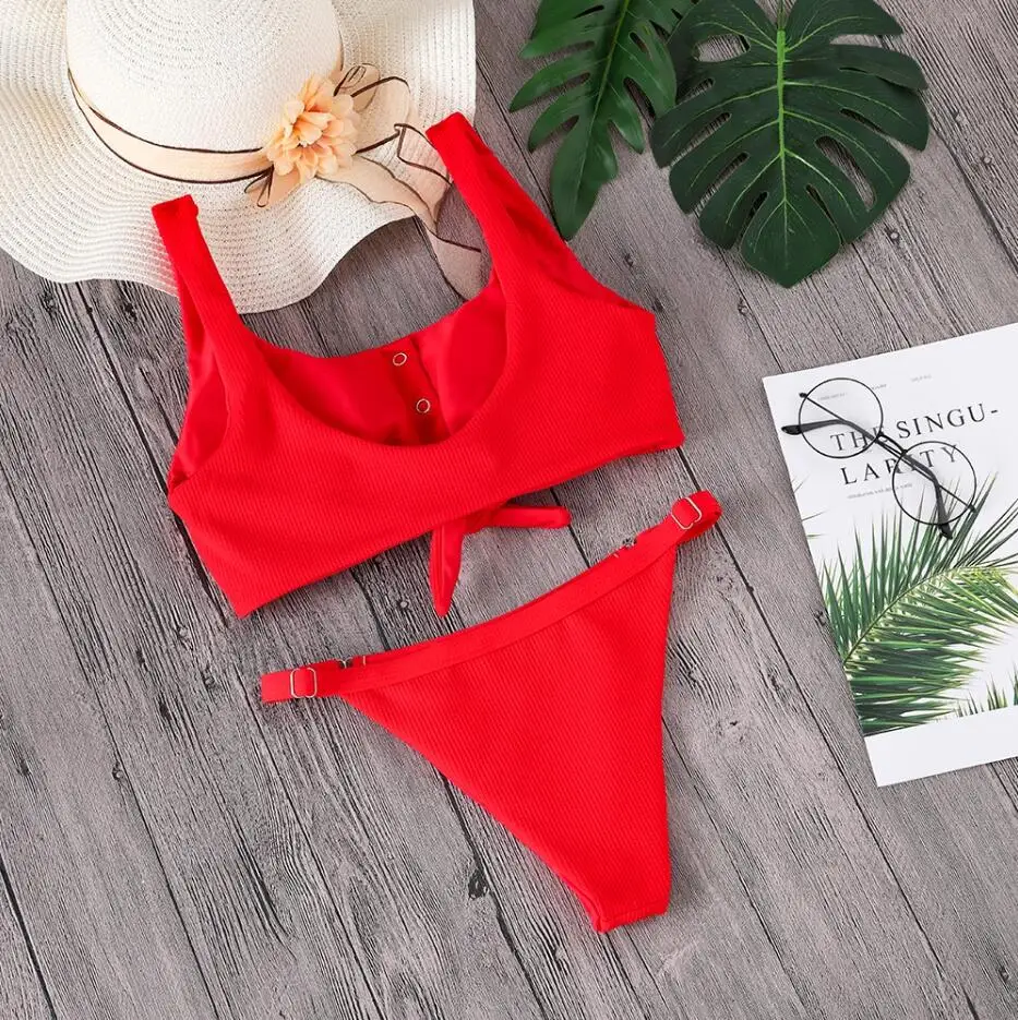 2019 сексуальное бикини deux pieces ансамбль maillots de bain unis Tail basse maillot femmes offre speciale