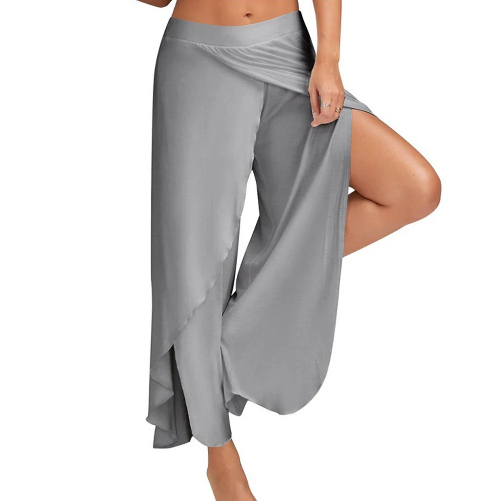 Для женщин Сплошной Цвет мягкие широкие брюки свободные штаны упругие талии