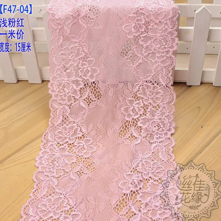 pink 1 метр стрейч эластичный кружевной отделкой красивый цветочный узор швейные принадлежности серый розовый кружевной ткани в продаже DIY одежды 14 см - Цвет: pink