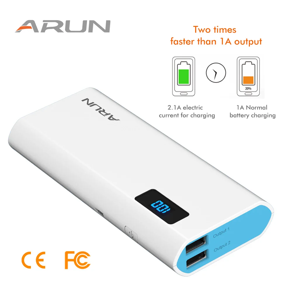 ARUN 10000 мАч Внешний аккумулятор внешний 2 USB подлинное Универсальное портативное