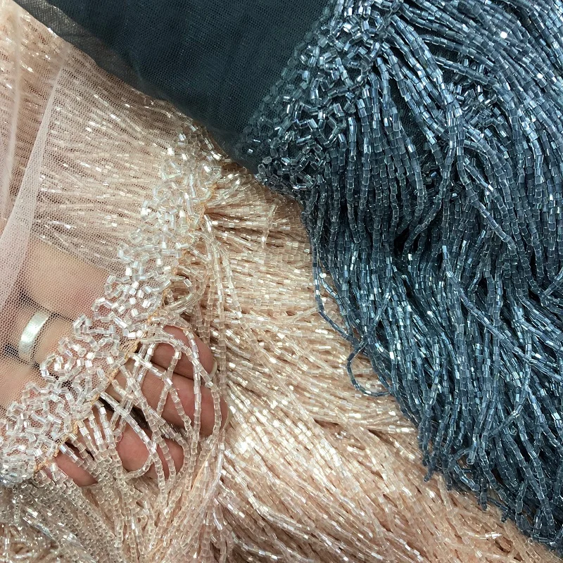 Сияющие бусины с бахромой кисточка блестками цена за метр Женское боди для пения