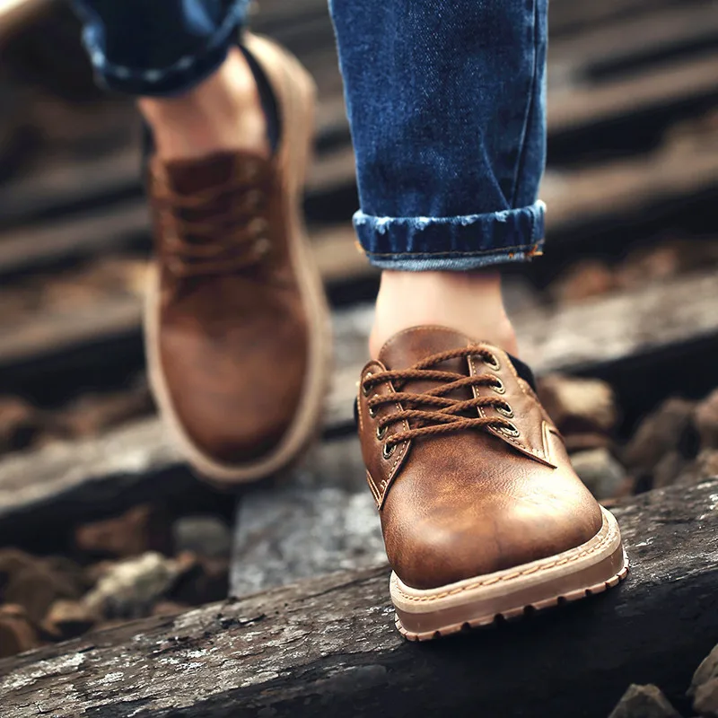 Brand new fashion Men's casual leather shoes lace up travel sneaker male oxford Work zapatillas deportivas RA-50 |