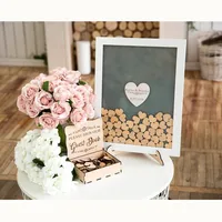 Custom Drop Box Guest Book,Wedding Wooden Drop Hearts Guest Book,Unique Alternative Wedding Guest Book,Frame White Central Heart