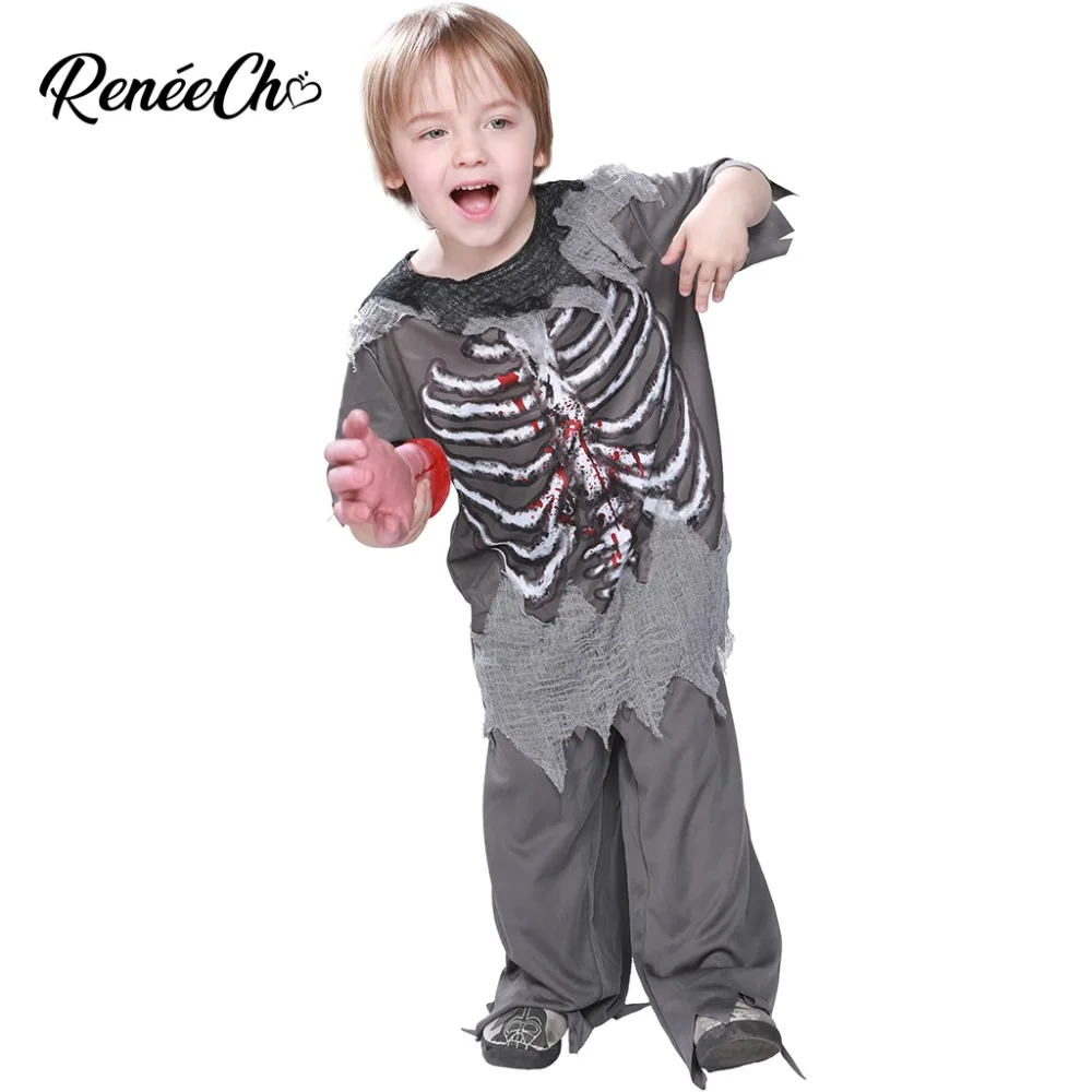2018 Halloween Kostüme Für Kinder Junge Zombie Kostüm Blutige Skeleton Scary Cosplay Horror Knochen Schädel Kind Vampire Kostüm