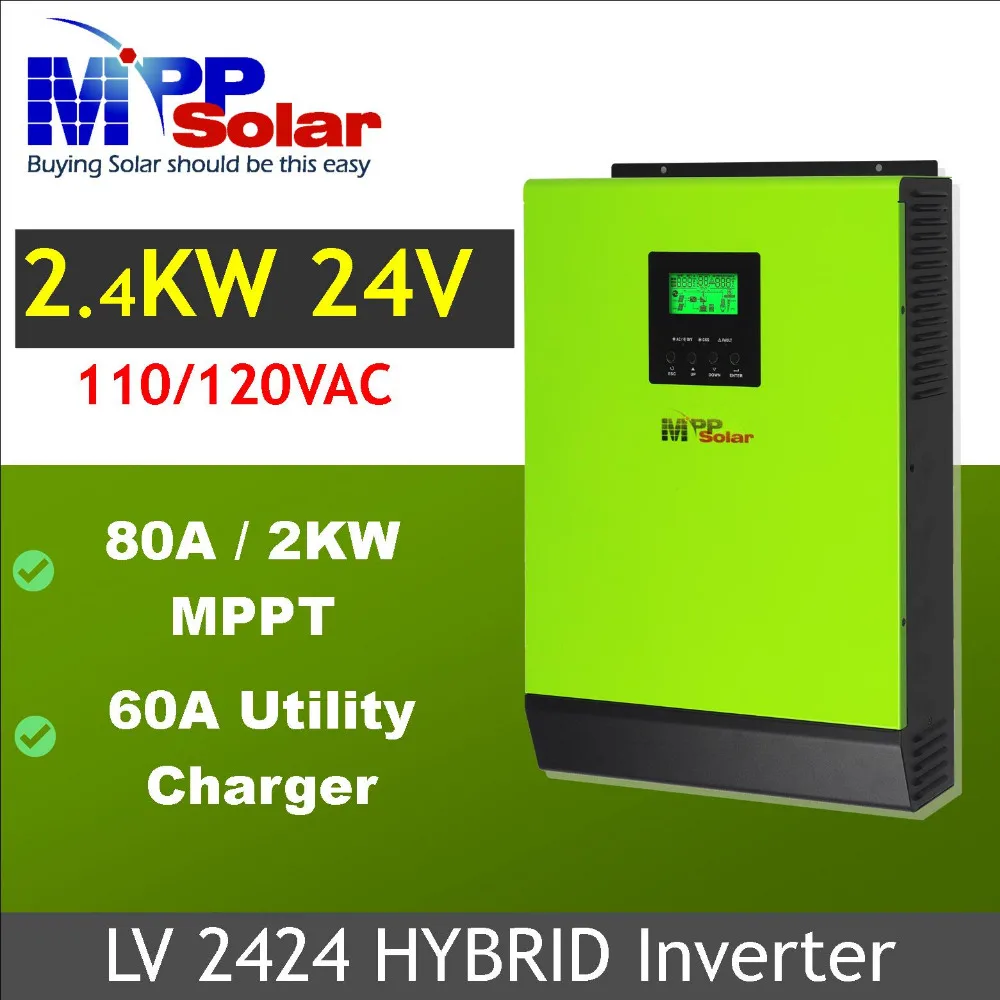 (HV) 2400W 24VDC 110VAC Гибридный солнечный инвертор 80a MPPT Солнечное зарядное устройство +