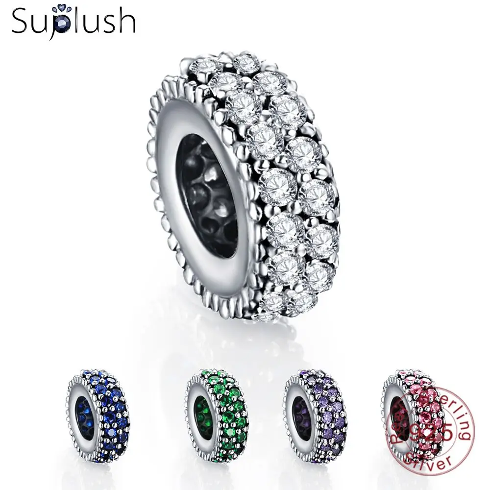 Suplush 100% 925 Серебряная Проставка Шарм бусины подходят оригинальный бренд браслет