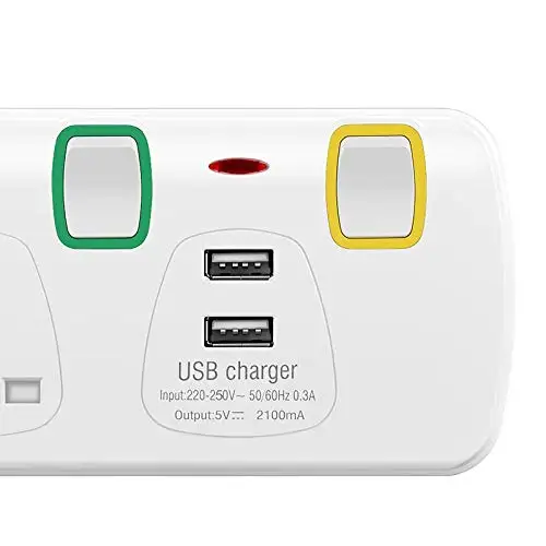 Удлинительный адаптер с двумя usb-портами 3-сторонняя штепсельная розетка