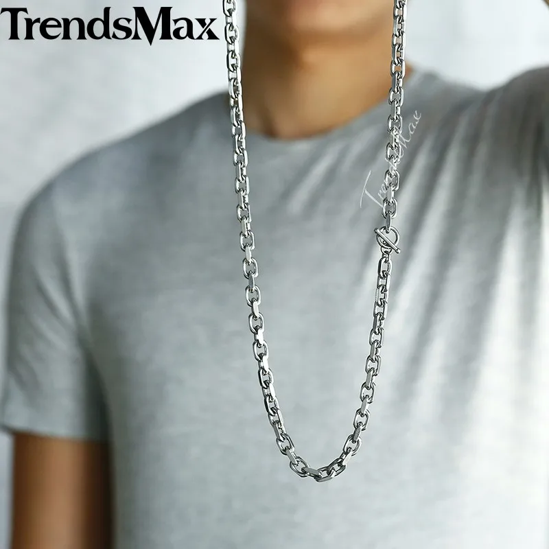 Trendsmax, 9 мм, мужское ожерелье, Золотой кабель, звено, нержавеющая сталь, цепь, вечерние, подарок, ювелирные изделия, 55 см, 60 см, KNM53