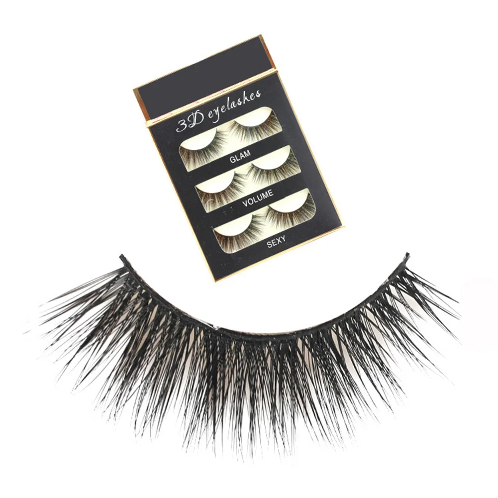3 Pairs Makeup 3D Natural Soft Handmade Thick Long Cross False Fake Eyelashes | Красота и здоровье