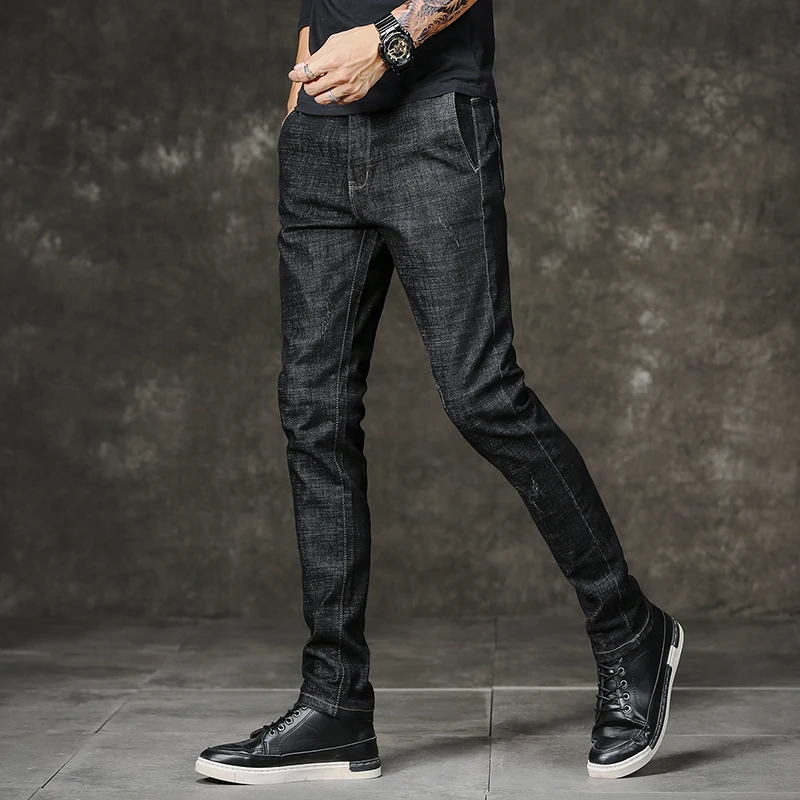 

Jeans For Men 2018 New Men's Fashion Jeans Business Casual Stretch Slim Jeans Classic Trousers Denim Black Pants 716