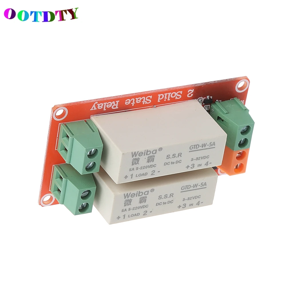 OOTDTY 2 канала SSR твердотельные реле Высокий рычаг триггера 5A 5v12v для Uno R3 APR11_10